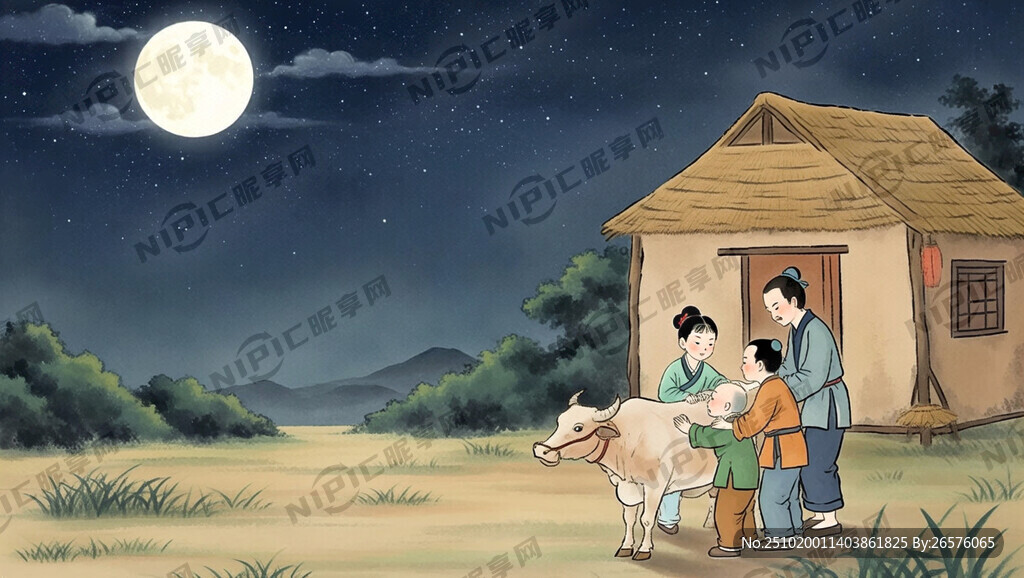 夜晚 明月朗照