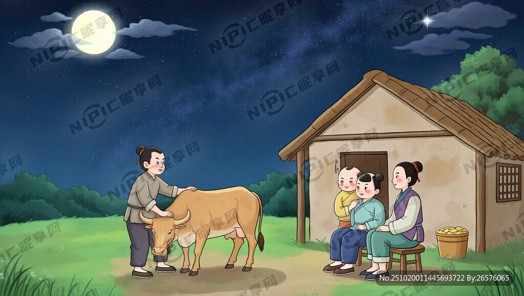夜晚 明月朗照