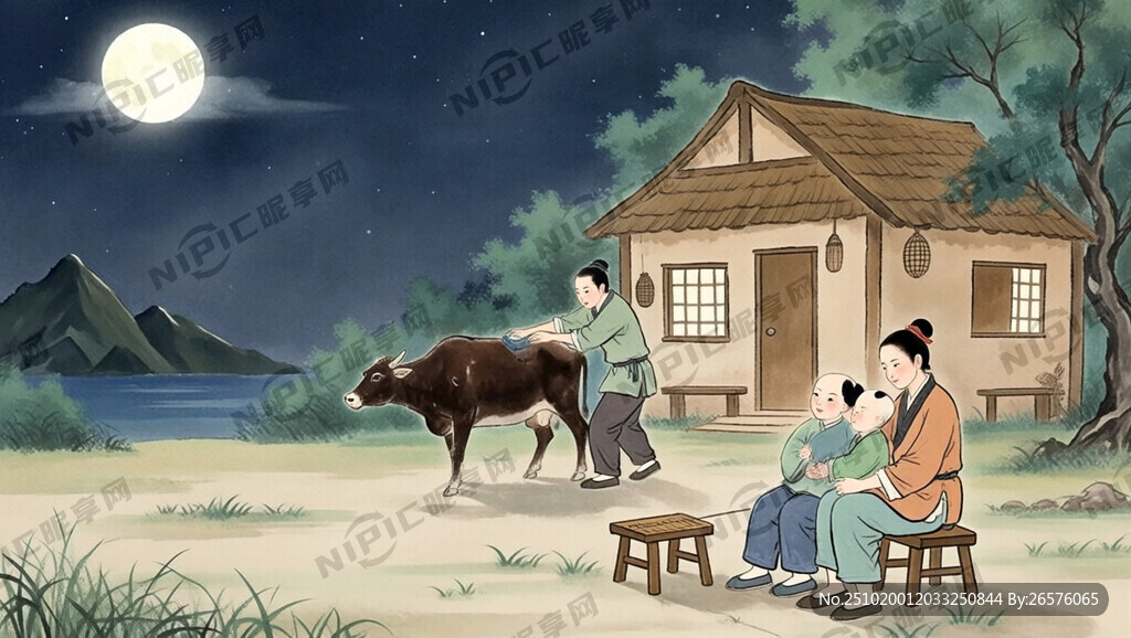 夜晚 明月朗照