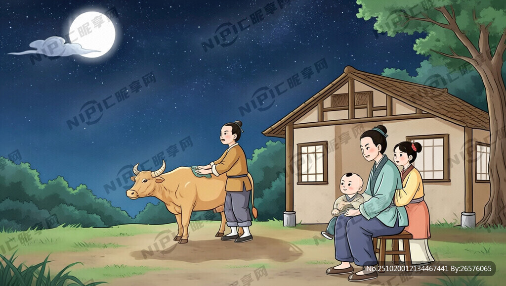 夜晚 明月朗照