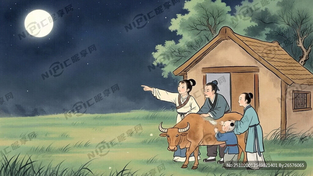 夜晚 明月朗照