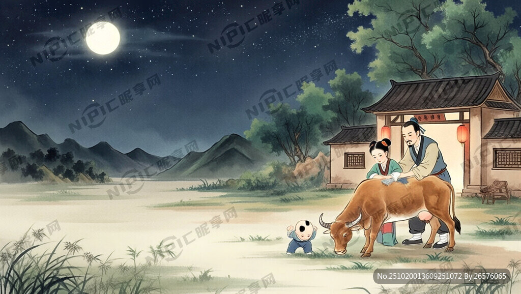 夜晚 明月朗照
