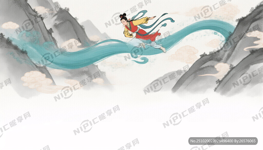 主体背景为空白加云朵。一道银河