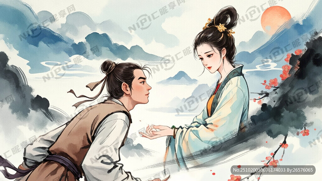 大场景中牛郞织女对话。 