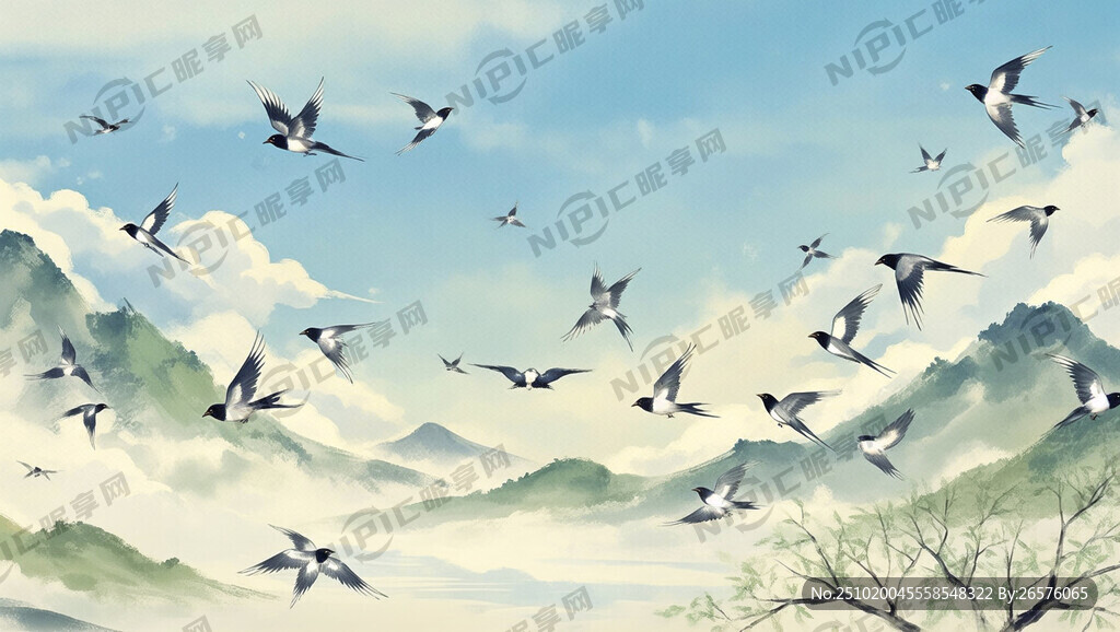 好多喜鹊天空飞