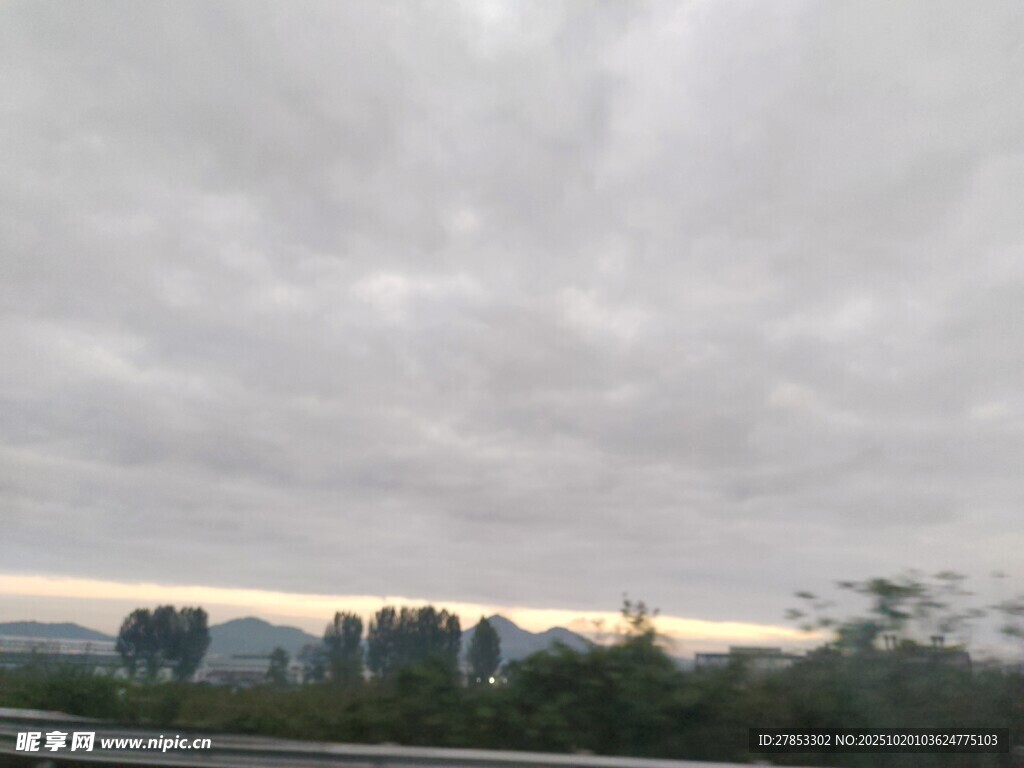 阴天时的树林与天空景色
