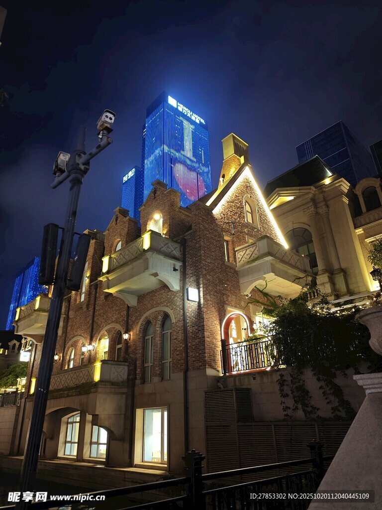梦幻夜景欧式建筑群
