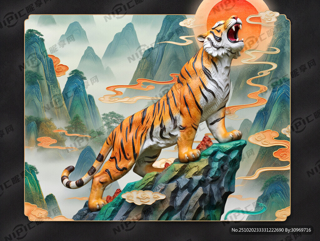 上山虎 一只老虎在山顶上