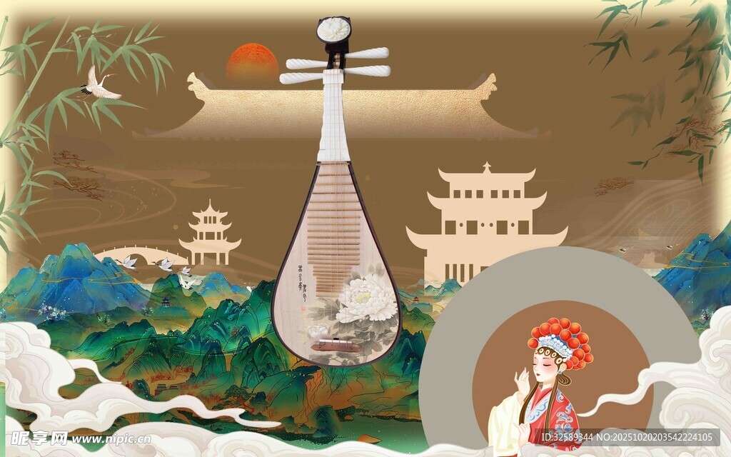 古风琵琶插画古韵悠然