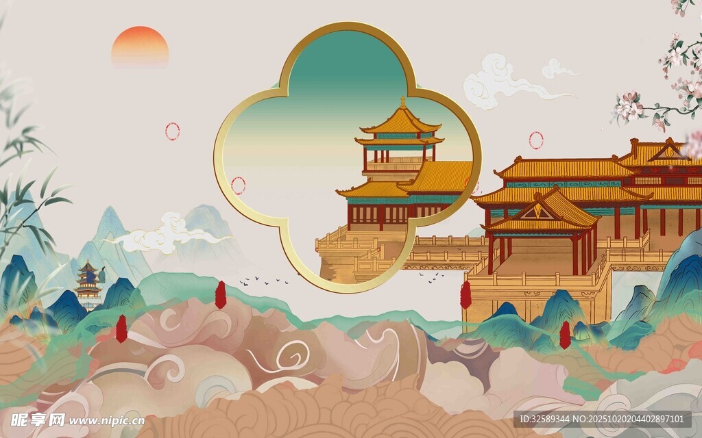 古风山水间的中式建筑