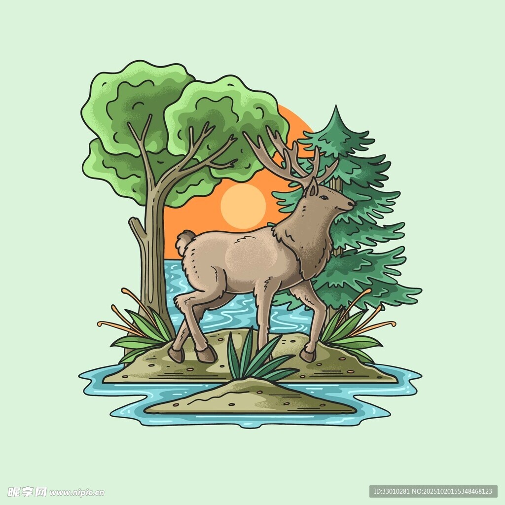 森林中的麋鹿美景