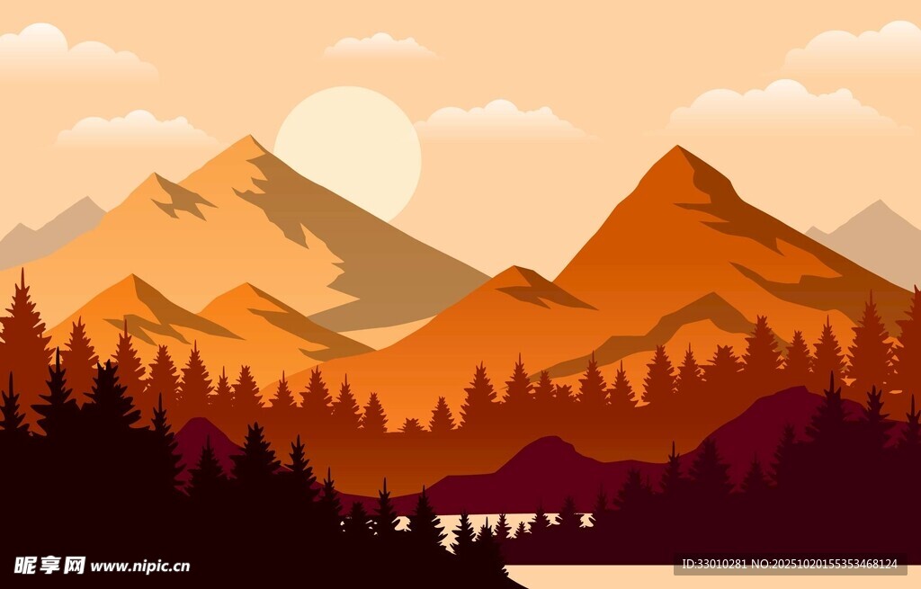 秋日山林风景图