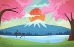 富士山下的梦幻春日风景