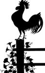 公鸡立于围栏剪影