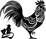 黑白公鸡图案艺术设计