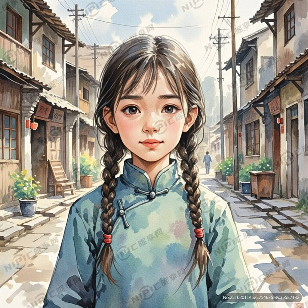 90年代人物水彩画