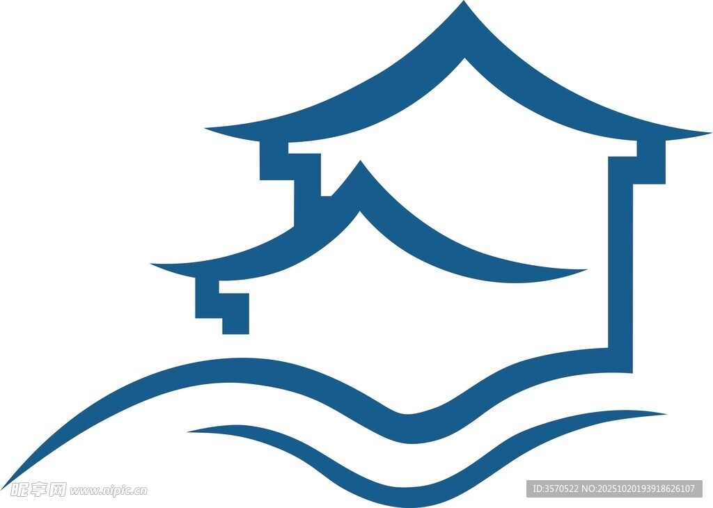 中式建筑水波标志图案