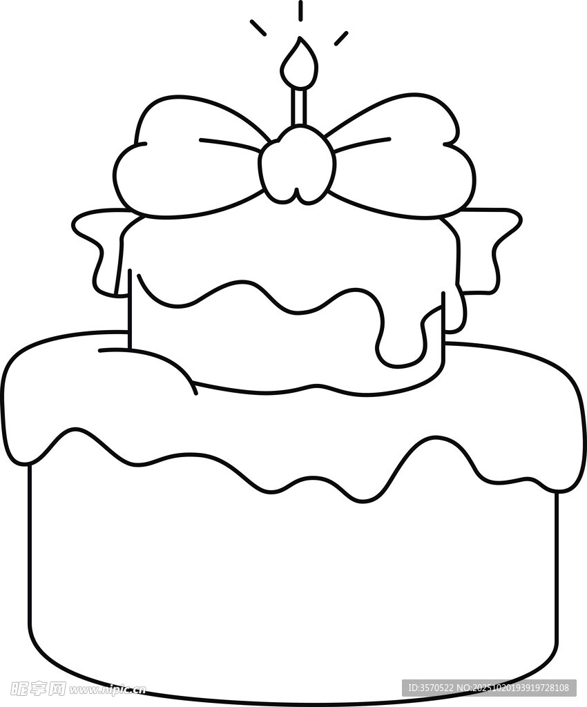 卡通双层生日蛋糕简笔画