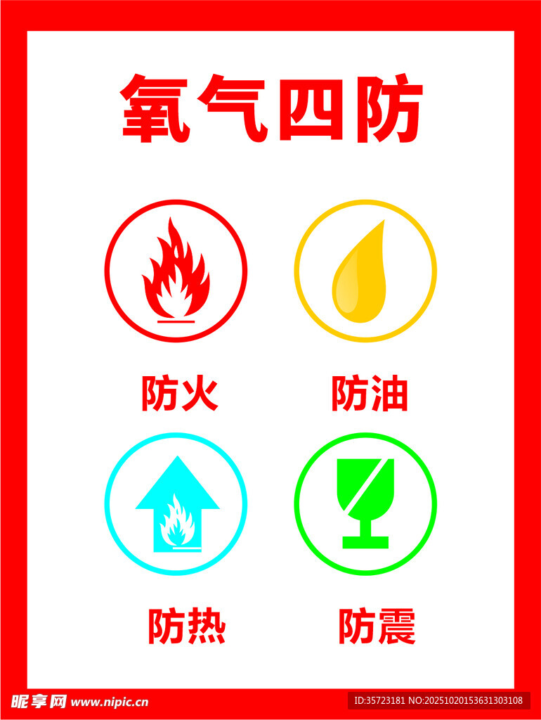 氧气四防安全警示标识