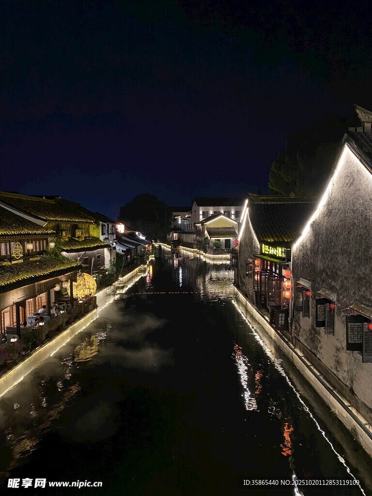 绍兴仓桥直接夜景 江南古镇风光