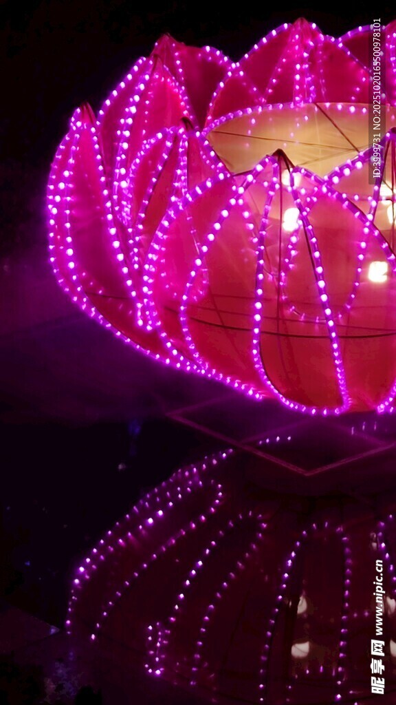梦幻粉色发光莲花灯