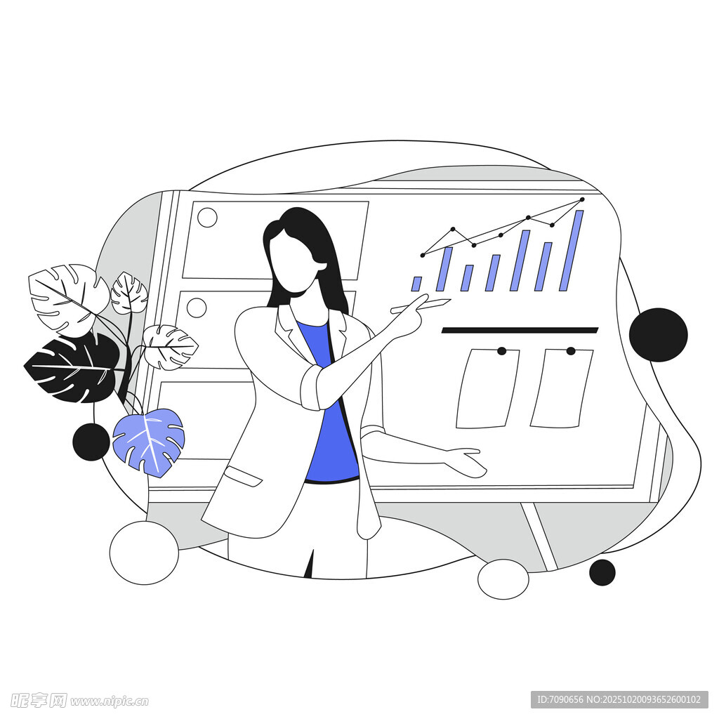 女性职场办公场景插画