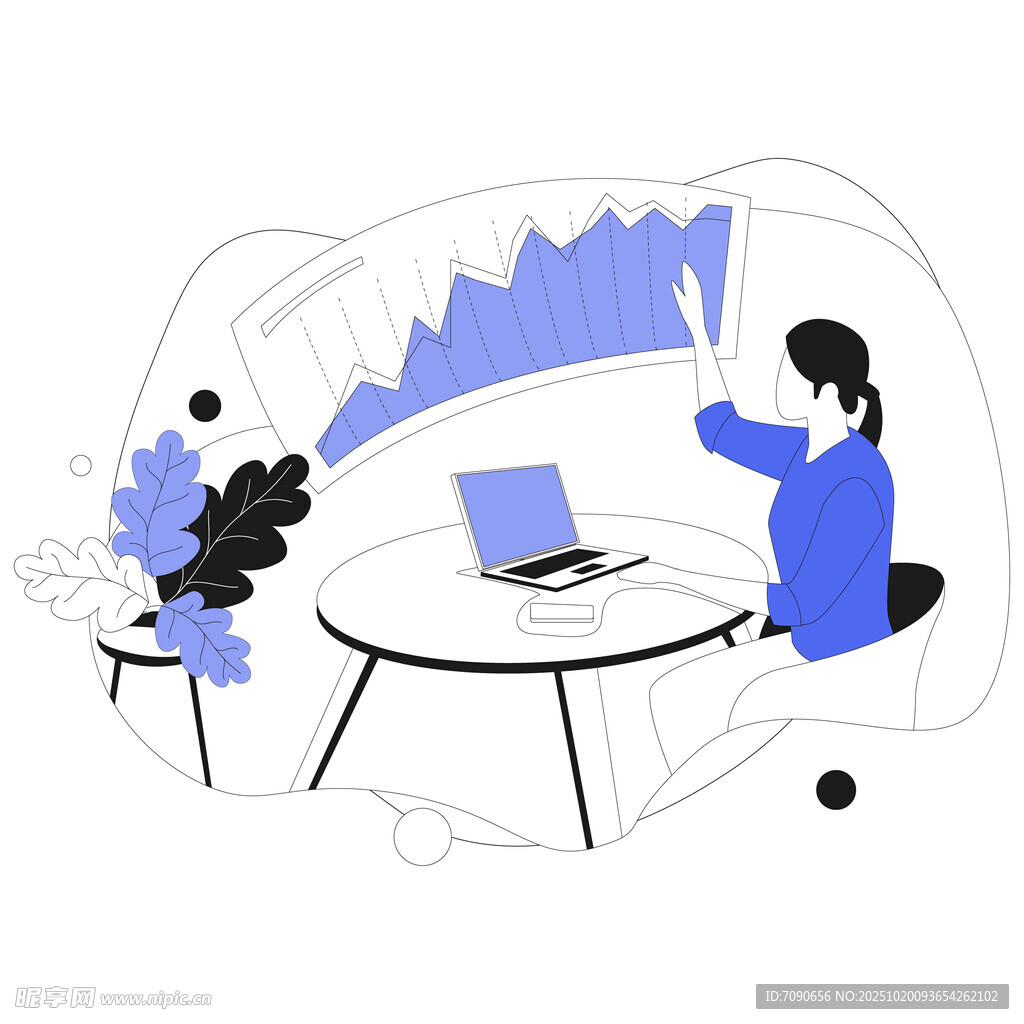 办公者专注于笔记本电脑前