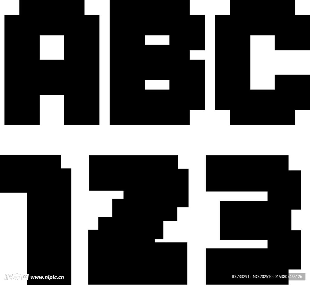 像素风格英文字母与数字