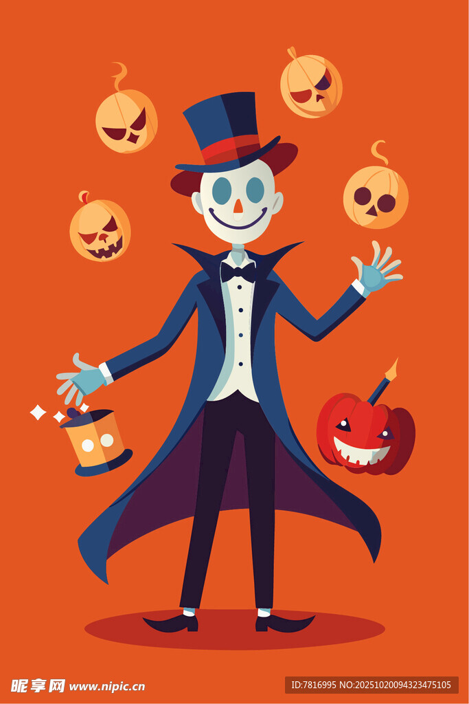 骷髅魔术师表演奇幻魔术