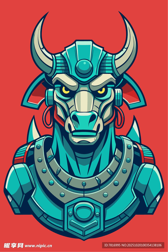 牛头神兽形象插画