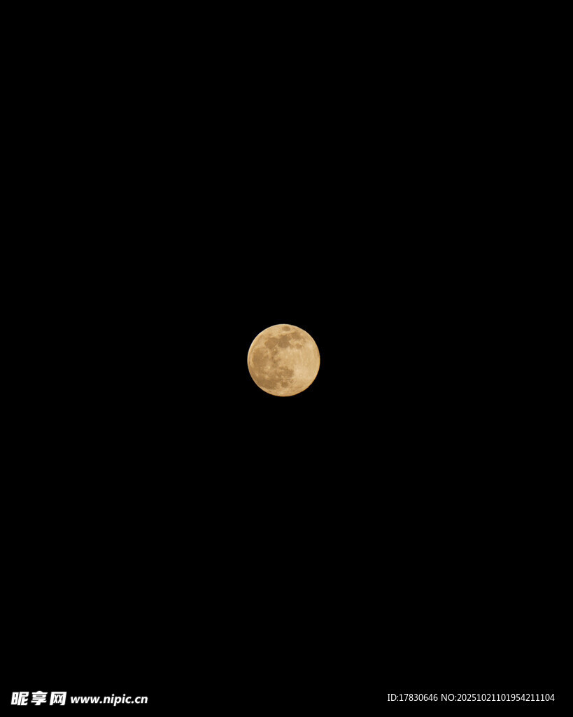 夜空中的金色圆月