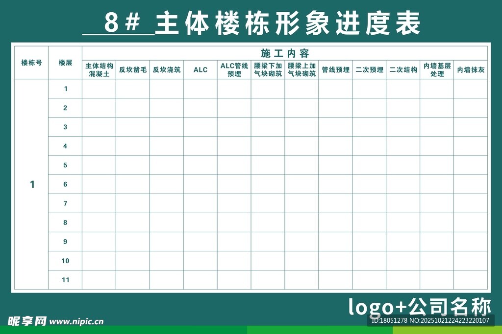 主体栋楼形象进度表