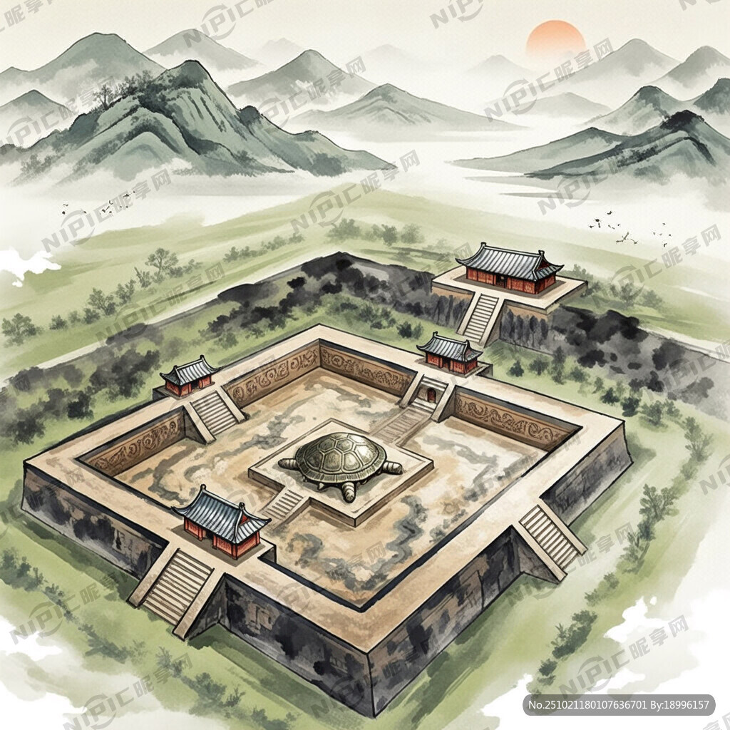 徐州龟山汉墓的元素 插画风格