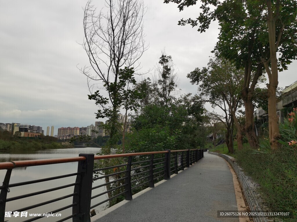 河边幽静步道风景