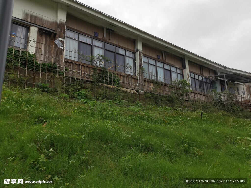 山坡上的建筑与翠绿草地