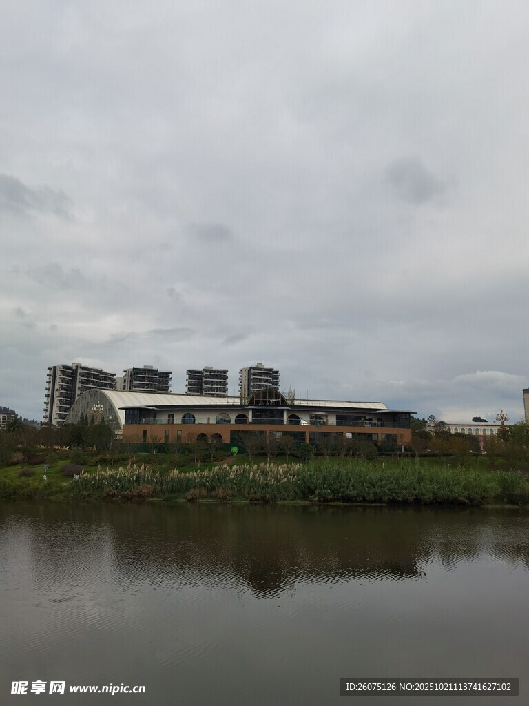 湖畔城市风光