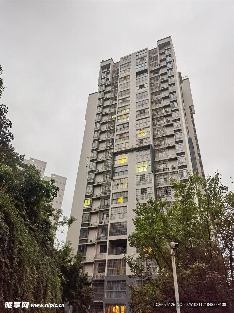 高层住宅楼外观景观