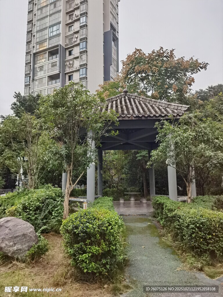 小区中式凉亭景观