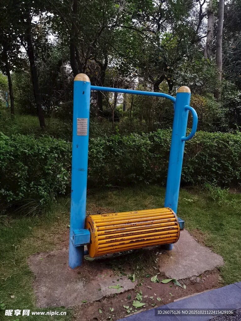 户外蓝色健身滚筒器材