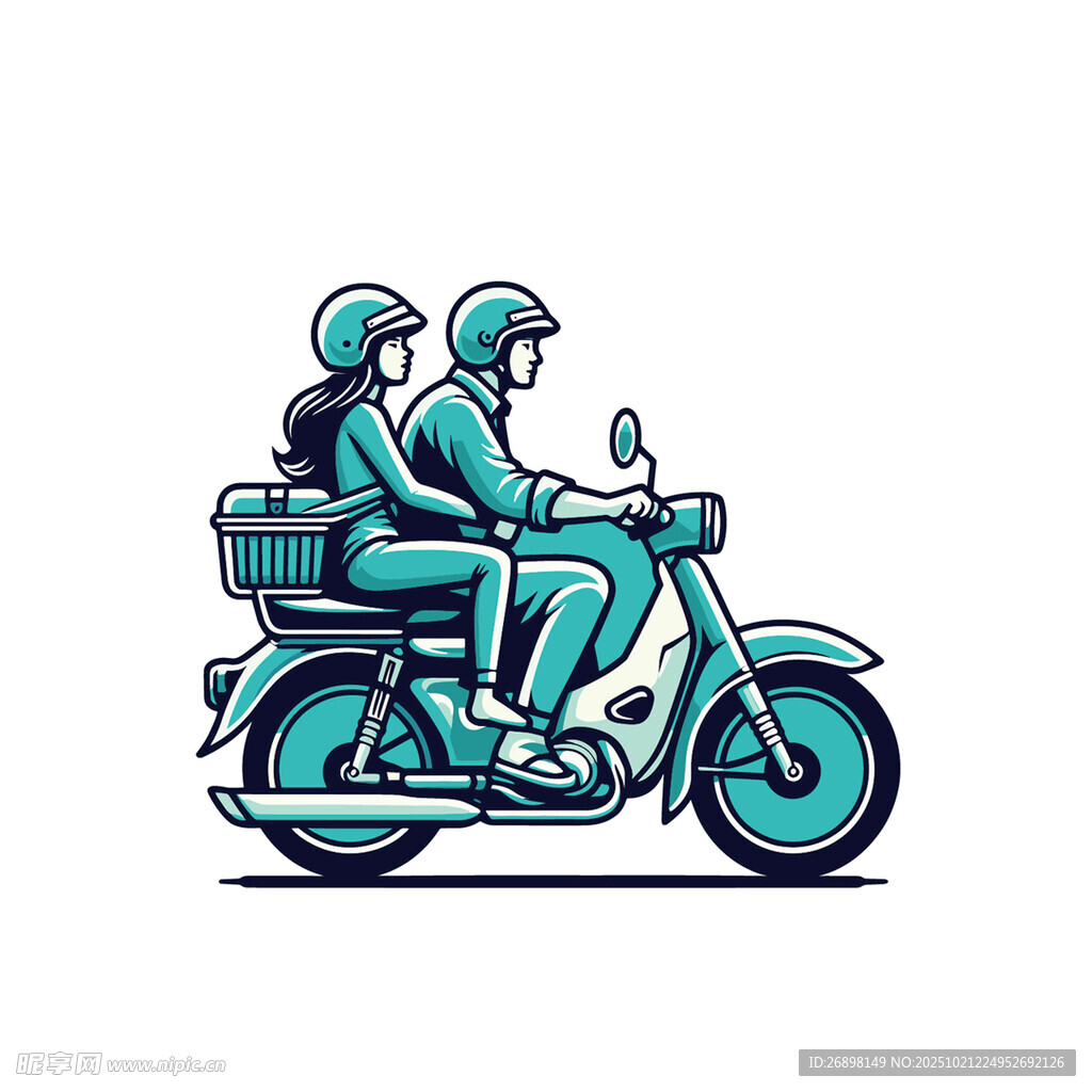 骑摩托车的情侣