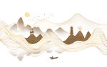 金色线条山水背景