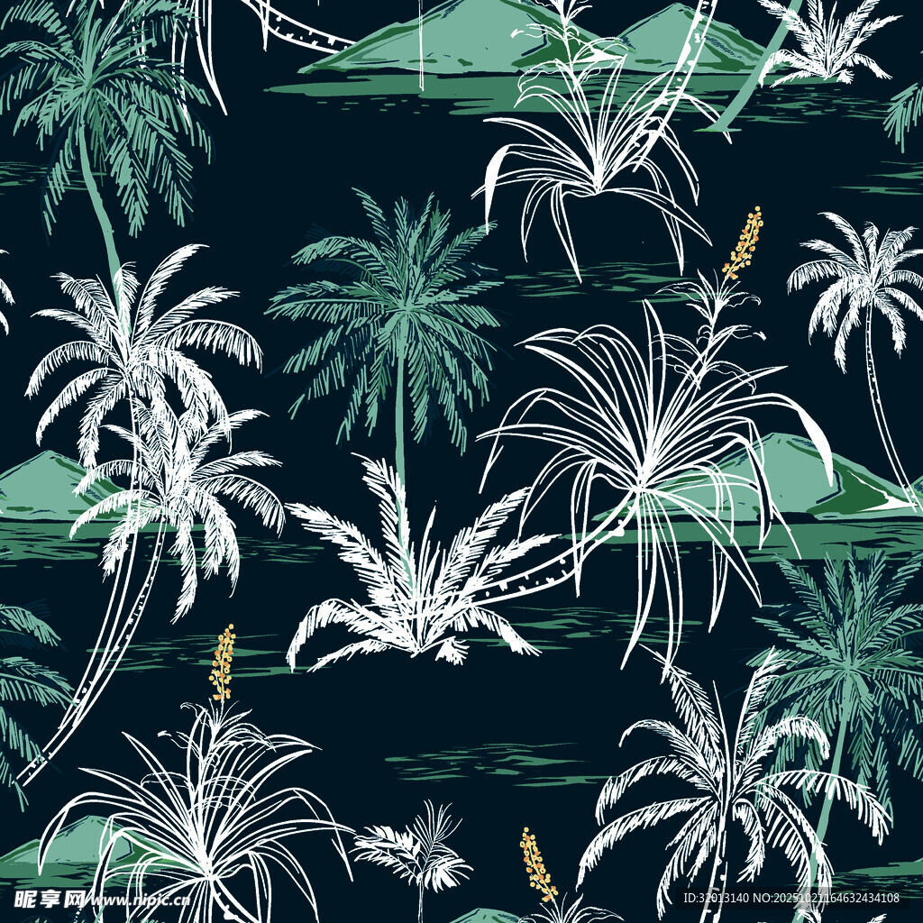 热带植物图案 清新自然风