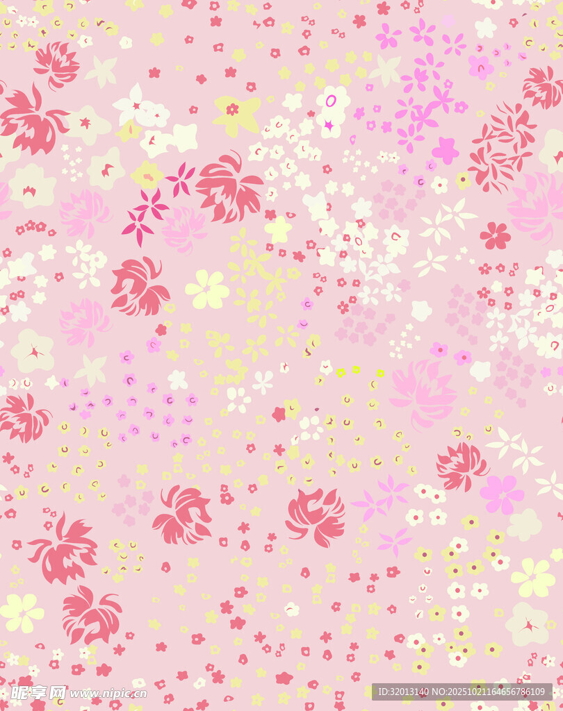粉色花卉梦幻背景图案
