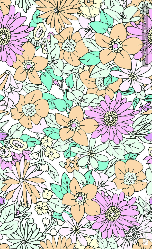 多彩花卉无缝图案背景