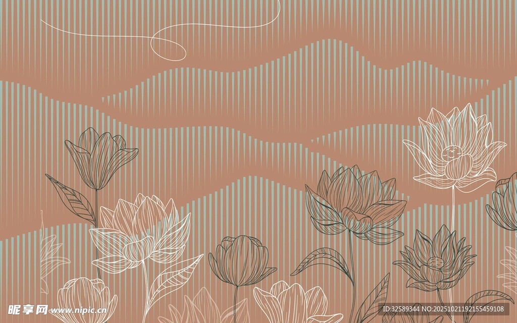 花卉线条背景图