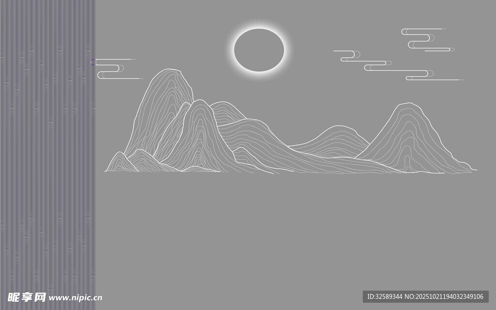 简约山水风景线条画