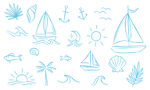 海洋元素手绘图案 
