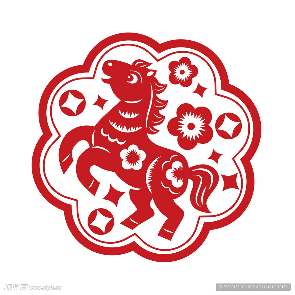 马形剪纸图案