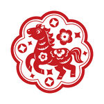 剪纸风吉祥小马图案