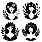 女性花卉剪影